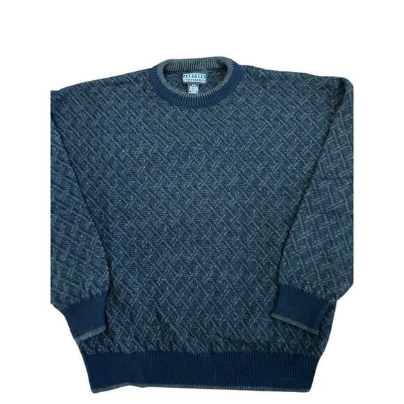 VTG 90s Y2K Jantzen Classics Gray Black Grandpa Sweater Diamond Size Large - Picture 4 of 8